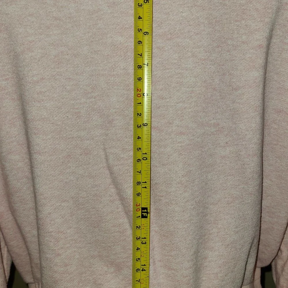 Flirtitude Women's Sweatshirt Relaxed Crop Mock Super Soft Pink Lg Jewelry Free - Picture 9 of 12